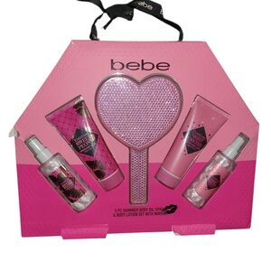 Bebe Pink Shimmer Body Oil & Lotion Set With Mirror